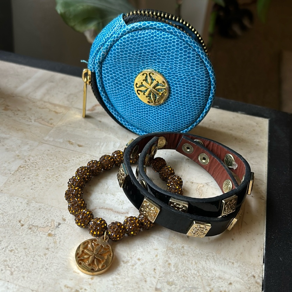 Rustic Cuff Meagen Patent Leather Wrap Bracelet & Gold classic sparkle bracelet